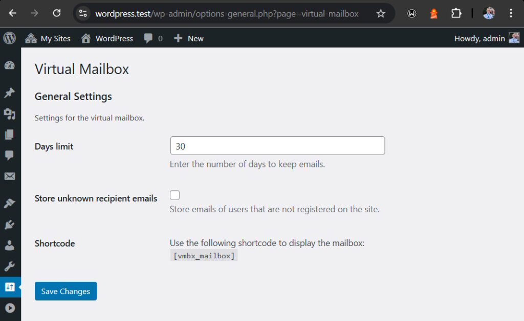 Plugin settings page